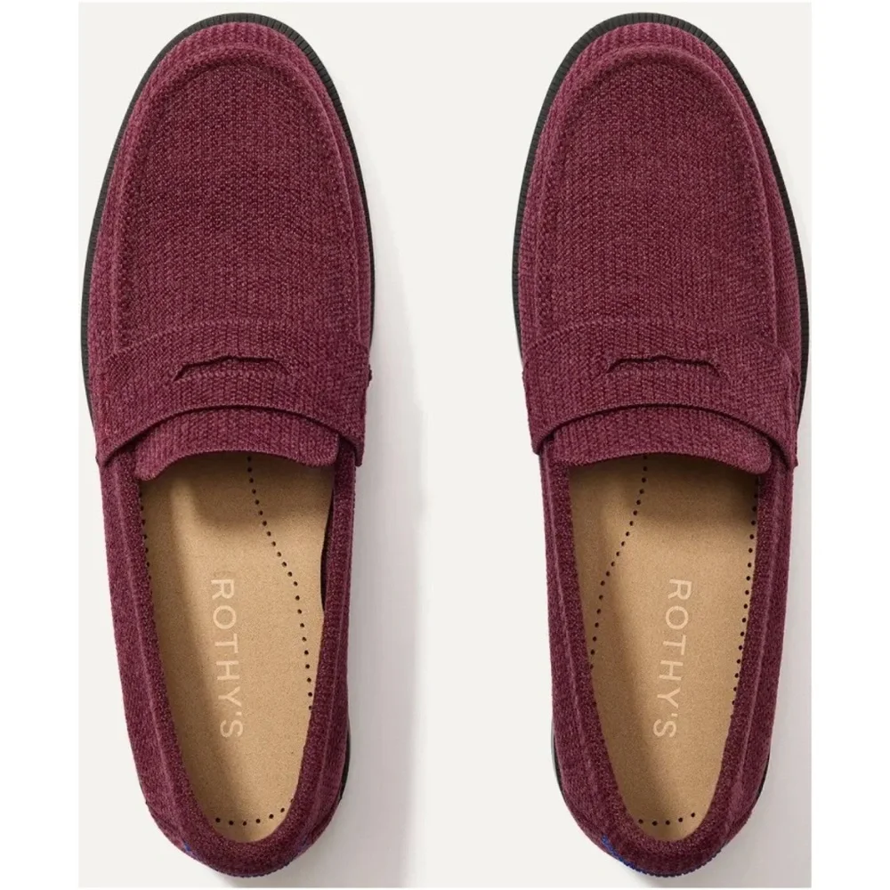 New Rothy's The ReVelvet Penny Loafer Revelvet Syrah Sz 9 - Picture 2 of 13